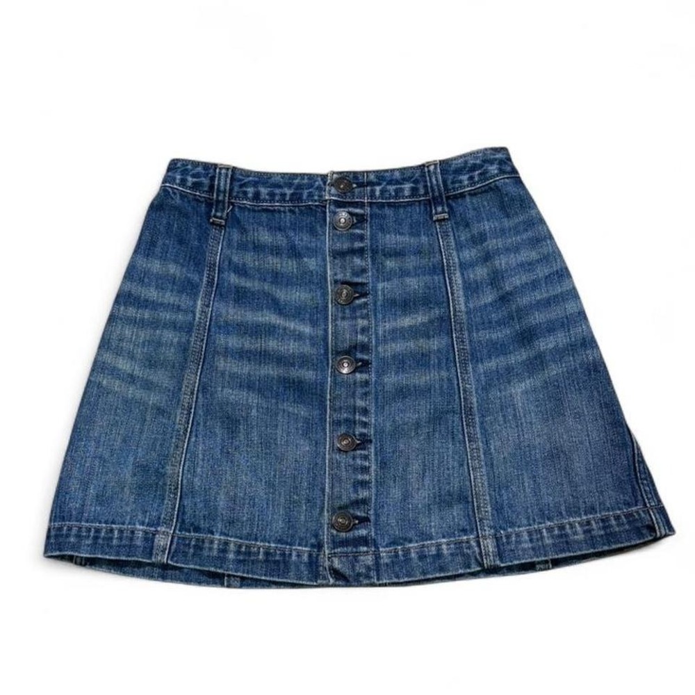 Abercrombie & Fitch blue denim A-line botton up mini skirt